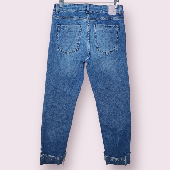 Zara Denim Ankle Cuffed Distressed Midrise Slim Fit Jeans - Picture 4 of 8